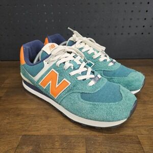New Balance 574 Sneakers Men Size 12 Teal Orange Suede Mesh U574DI2